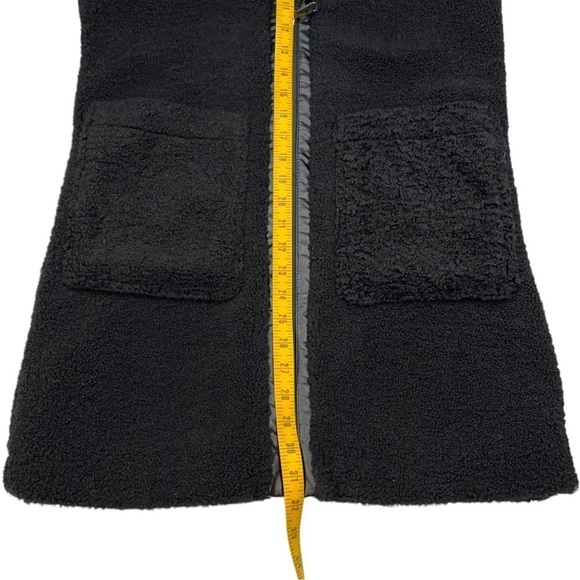 Sam Edelman Faux Leather Trim Faux Shearling Longline Hooded Vest Black XXS - Picture 7 of 10